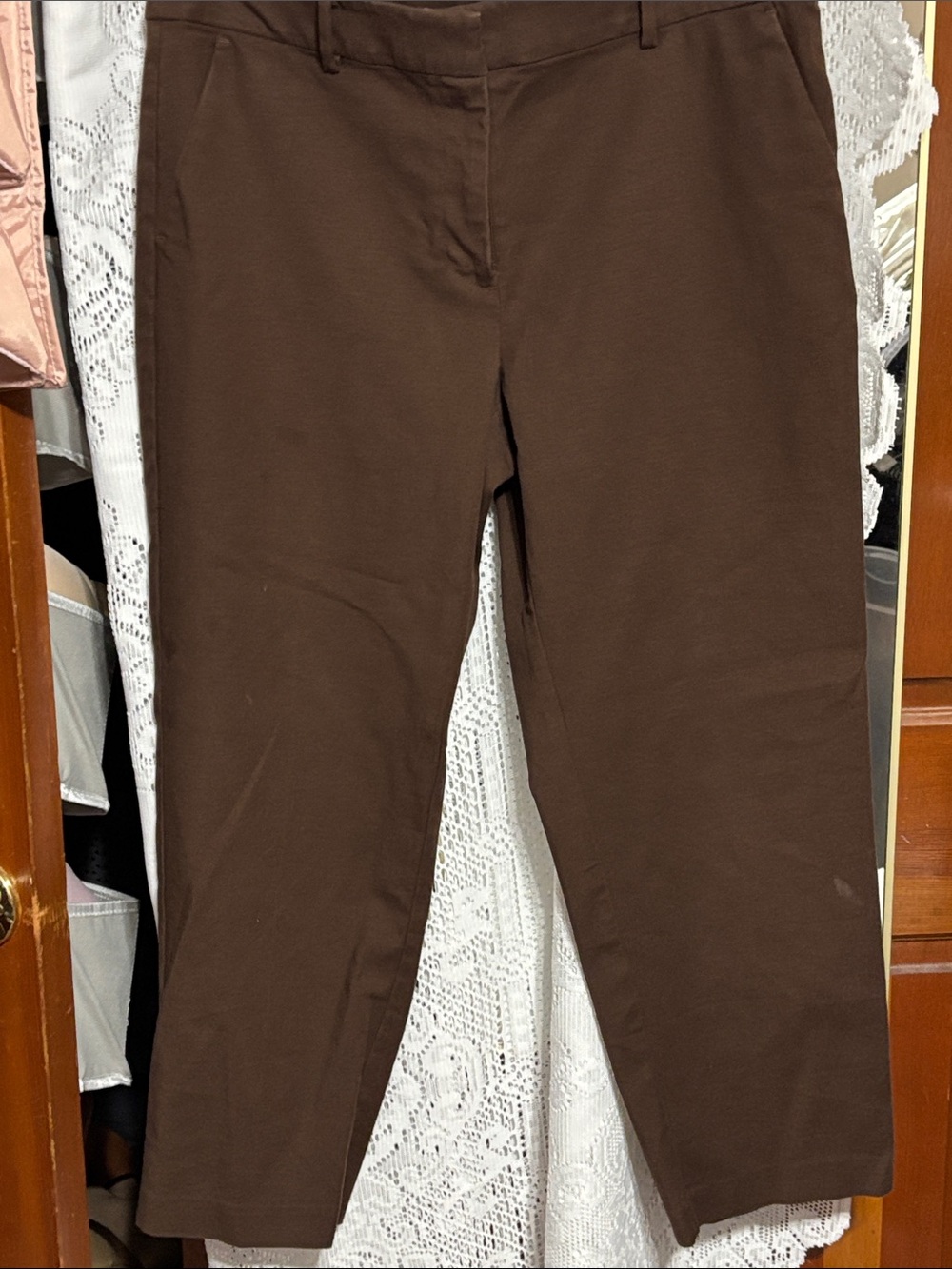LOFT Brown “Riviera Slim” Straight-Leg Pants